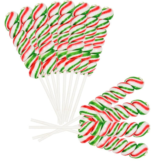 Holiday Twist Lollipops (12 Count) – Red, White & Green, Individually Wrapped, Gluten-Free, Vegan, Dairy-Free Christmas Candy