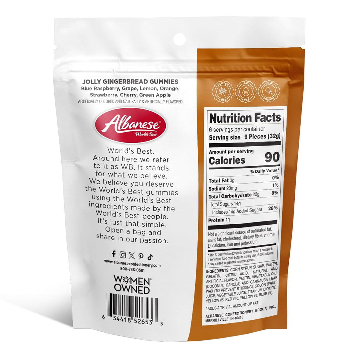 Albanese Jolly Gingerbread Gummies 7 Ounce Bag of Candy, Perfect Christmas Treat & Gift