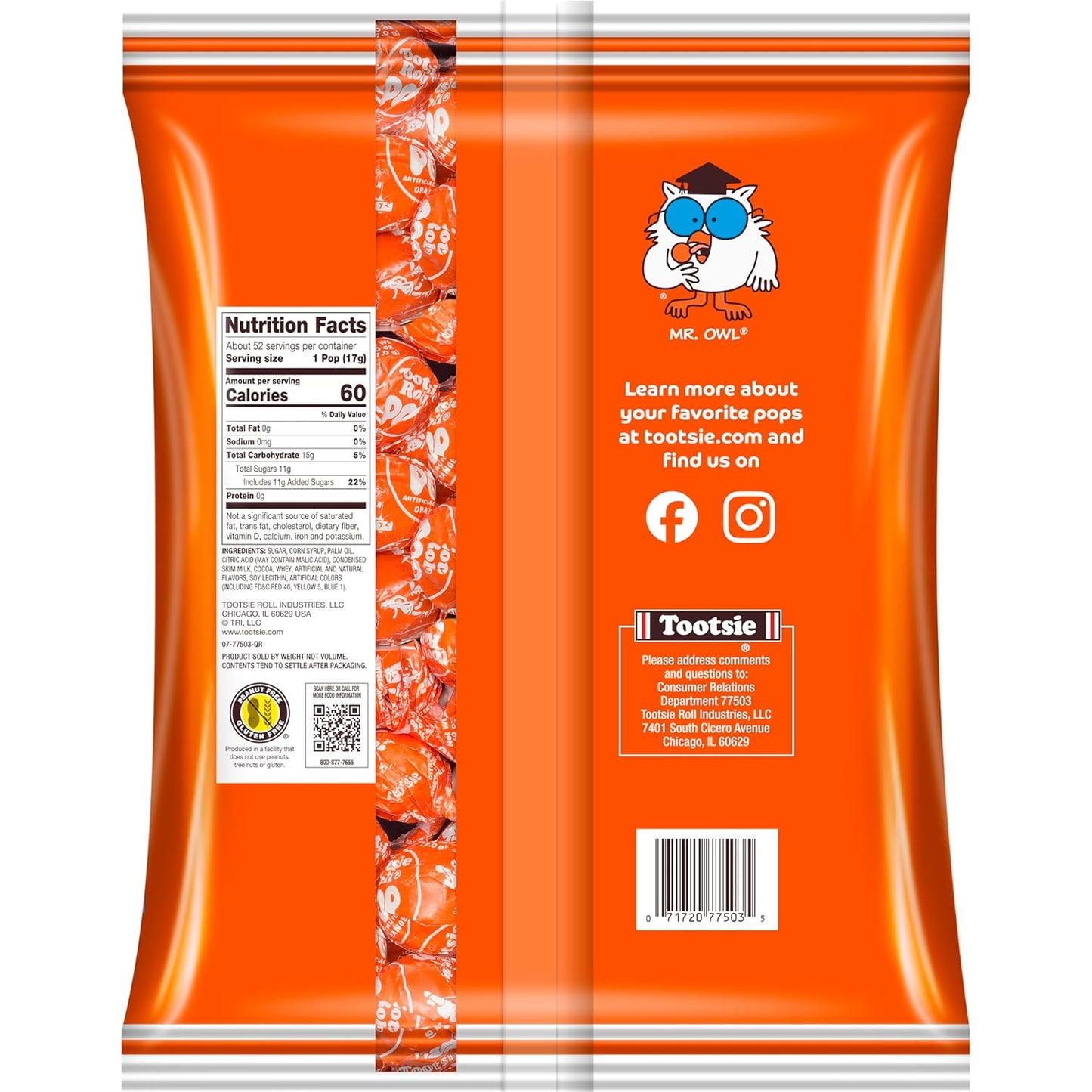 Tootsie Pops Orange Flavored Lollipops, 50 Count, 1.95Lb (Pack of 1)