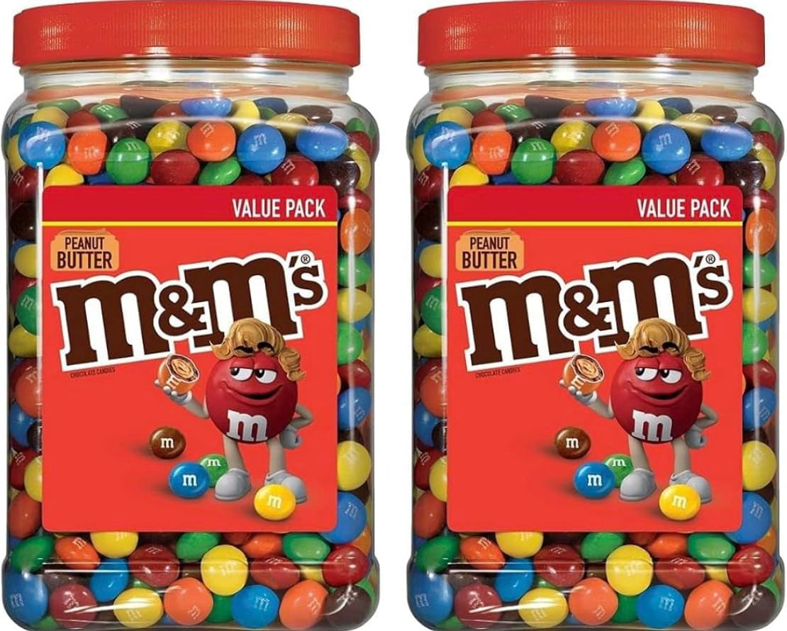 M&MS Bulk (M&MS) Peanut Butter Milk Chocolate (2 Packs) Candy Jar (110 Oz) 
