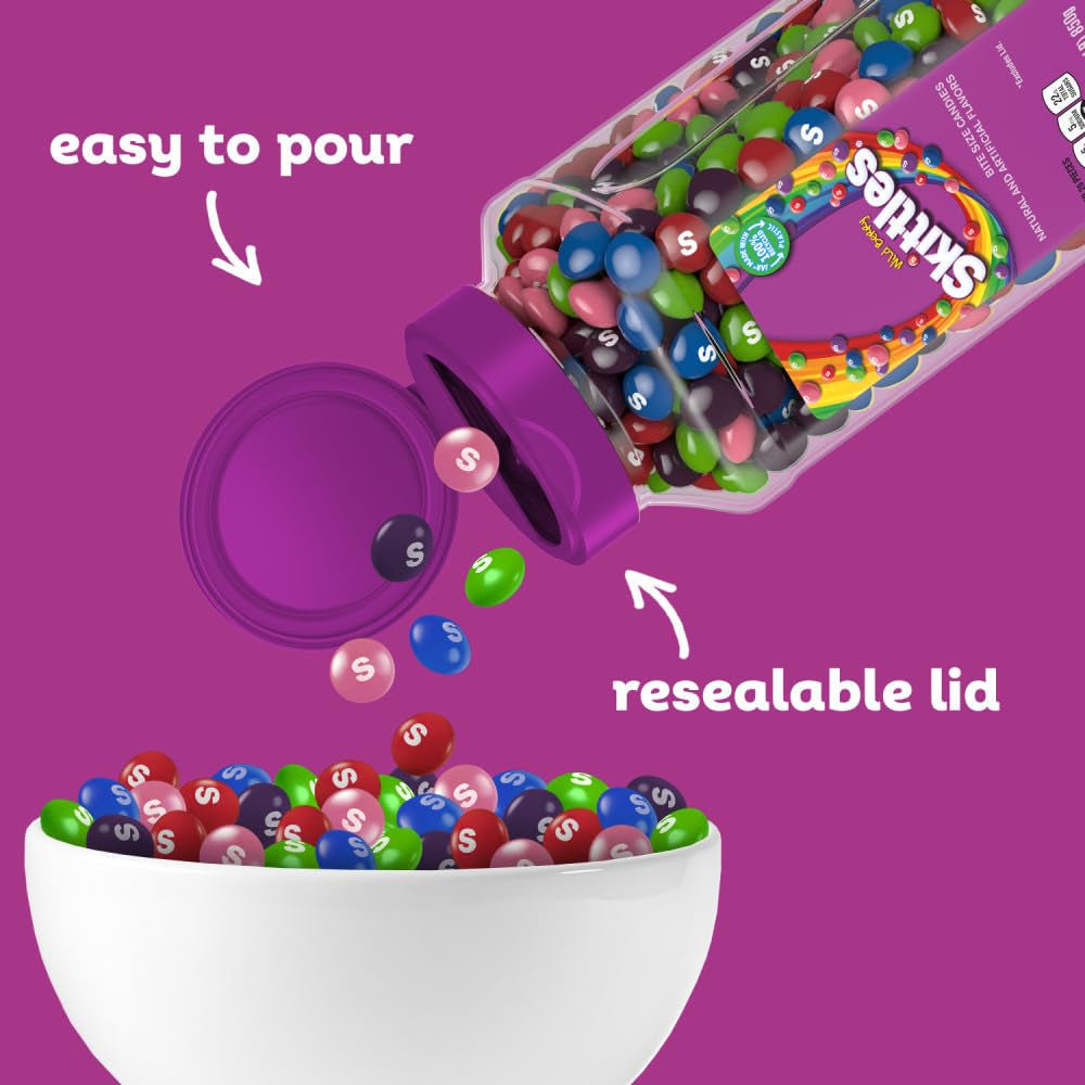 SKITTLES Wild Berry Chewy Fruit Flavor Candy 30Oz Resealable Bulk Candy Jar