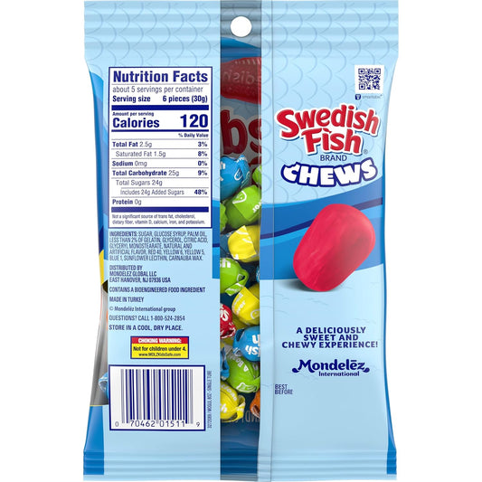 SWEDISH FISH Chews Soft & Chewy Candy, Bulk Candy, 12-5.12 Oz Bags