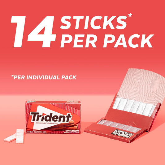 Trident Cinnamon Sugar Free Gum, 12 Packs of 14 Pieces (168 Total Pieces)