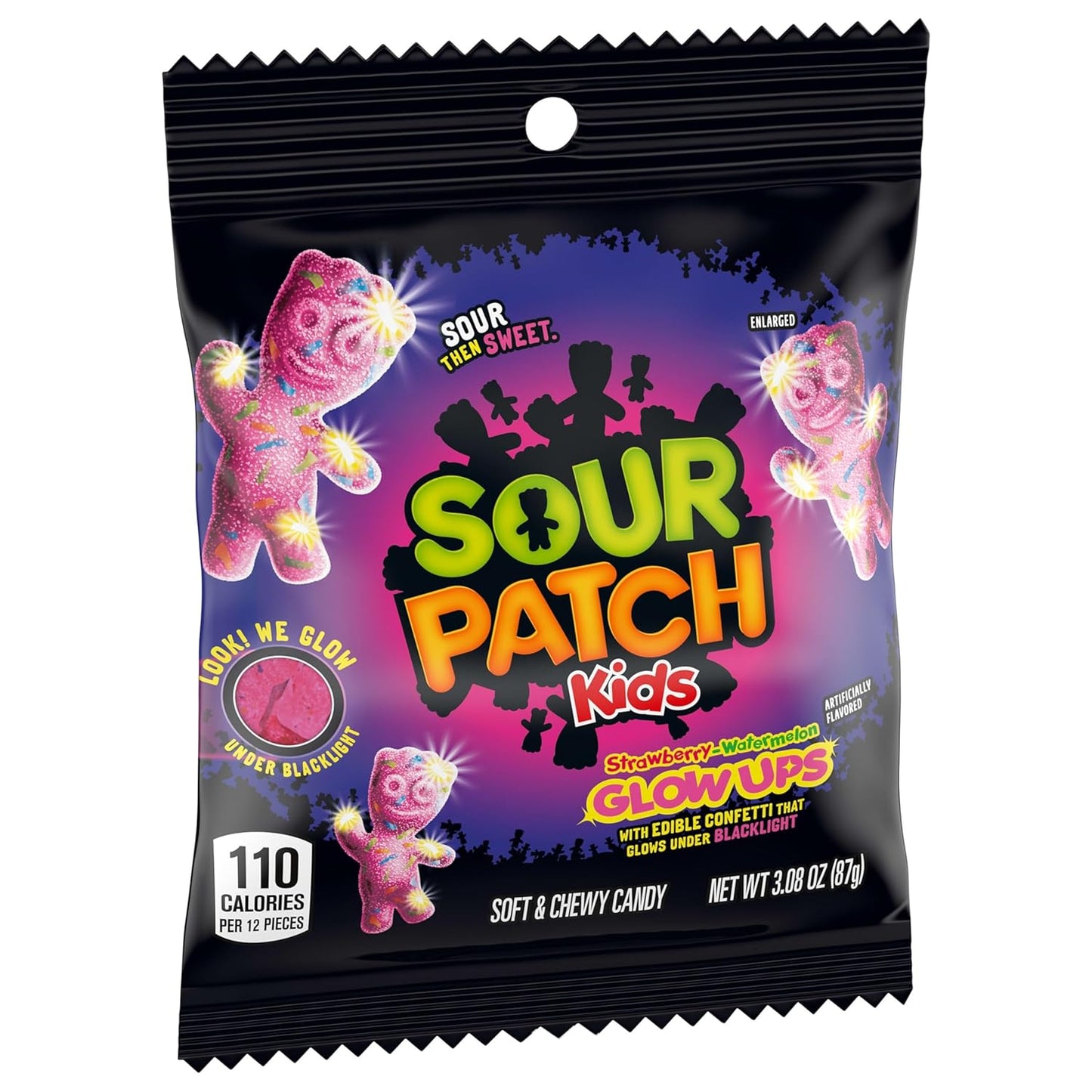 SOUR PATCH KIDS Glow Ups Strawberry-Watermelon Soft & Chewy Gummy Candy, Bulk Candy, 12-3.08 Oz Bags