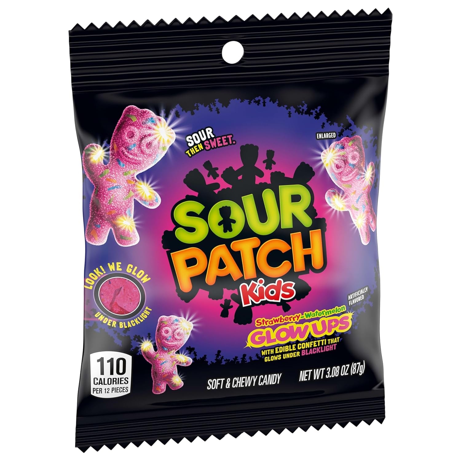 SOUR PATCH KIDS Glow Ups Strawberry-Watermelon Soft & Chewy Gummy Candy, Bulk Candy, 12-3.08 Oz Bags