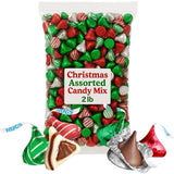 Chocolate Christmas Mix, HUGS and SOLID MIX 2LB Pack (Approx. 200 Pieces) of Christmas Candy Individually Wrapped, Delicious Chocolate Kisss in Red, Green, and Silver Foil, Perfect Bulk Christms Candy for Holidays