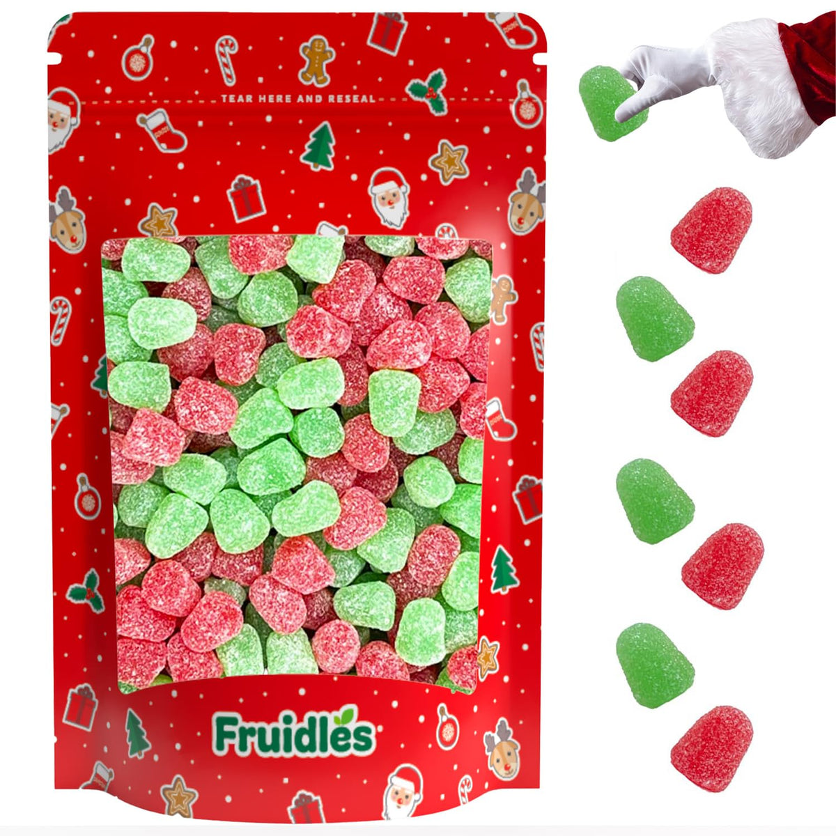 Fruidles Christmas Red and Green Spice Gummy Drops, Gluten-Free, Fun & Festive Holiday Gummies Snacking (1 Pound)