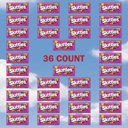 SKITTLES Wild Berry Chewy Candy Full Size Movie Night Party Favor Candy Packs Bulk Box, 2.17 Oz, (Pack of 36)