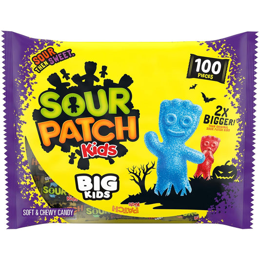 SOUR PATCH KIDS Big Kids Soft & Chewy Gummy Halloween Candy, 100 Ct
