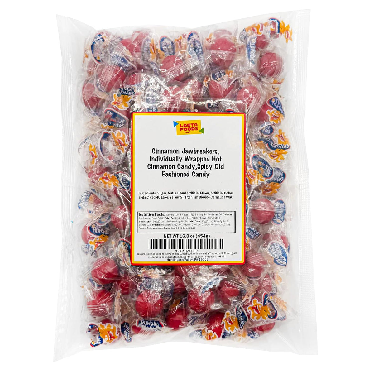 Cinnamon Jawbreakers, Individually Wrapped Hot Cinnamon Candy, 1 Lb Bag