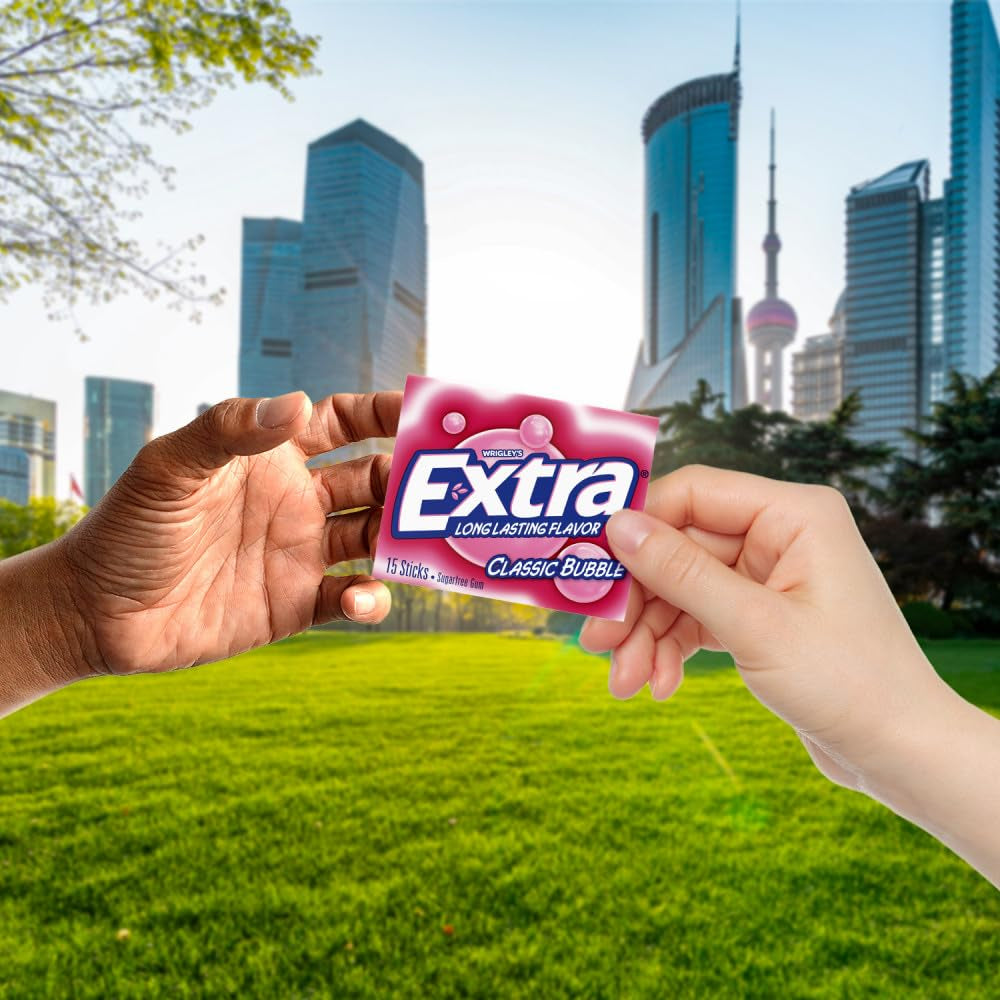 EXTRA Classic Bubble Gum, Sugar Free Chewing Gum, 3 Pack, 15 Sticks