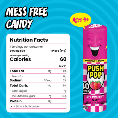 Push Pop Candy Lollipops - Individually Wrapped Variety Candy Party Pack - 24 Count