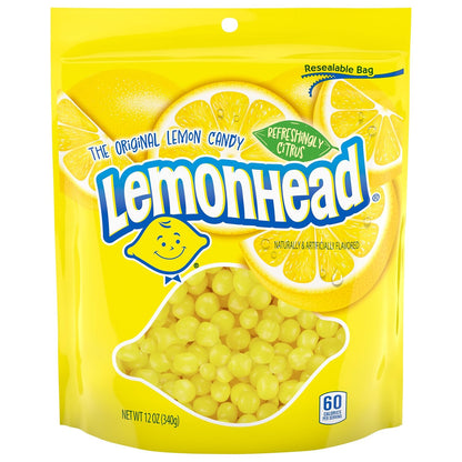 Lemonhead Hard Lemon Candy, Tangy & Sweet, Resealable Bag, 12 Ounce (Pack of 6)