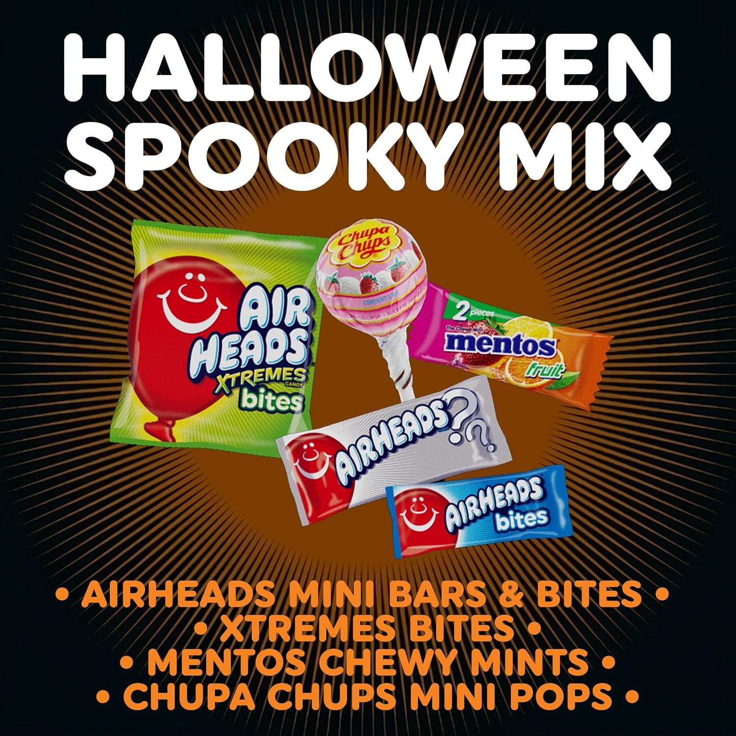 Airheads, Mentos, Chupa Chups Halloween Spooky Candy Mix, 65 Count Bag