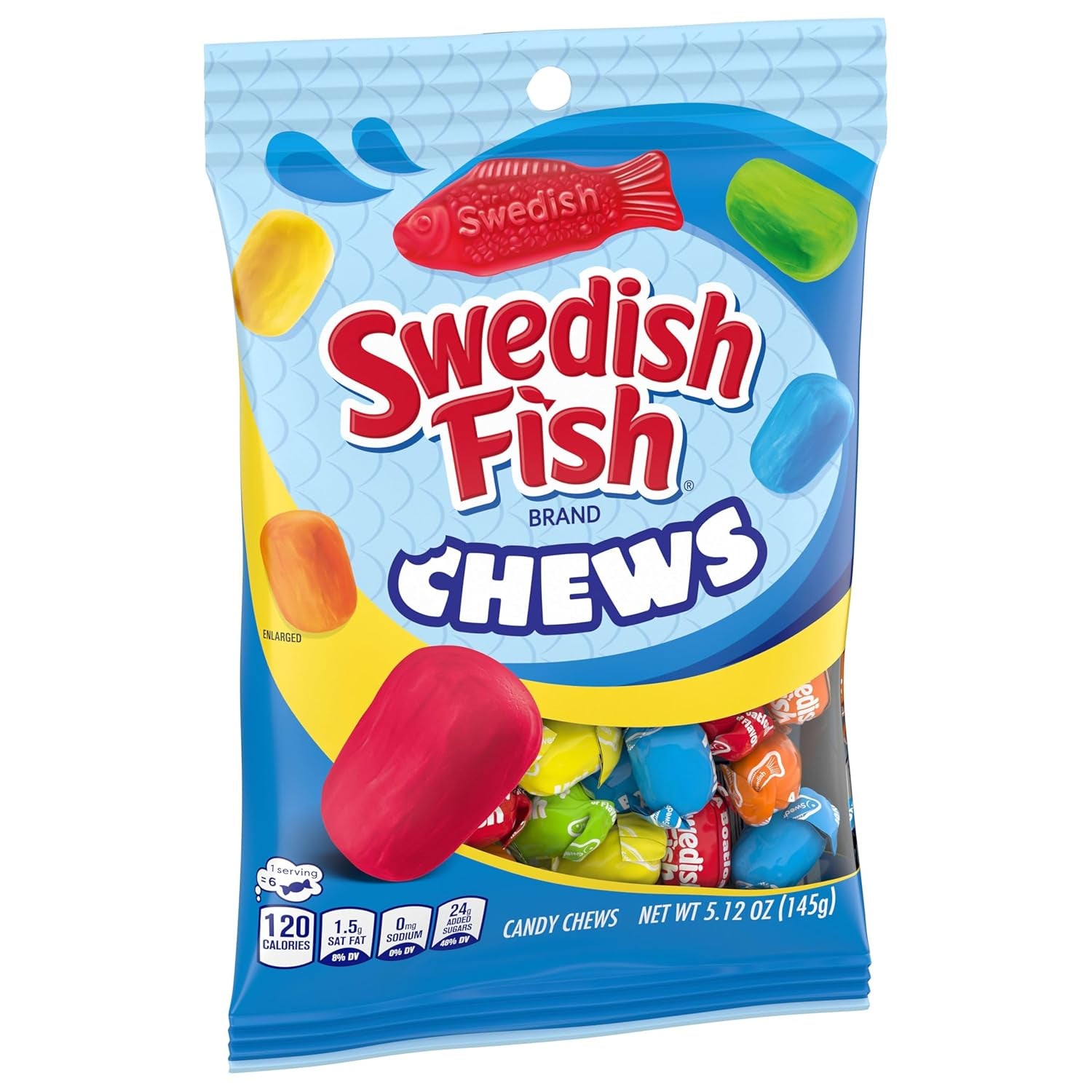 SWEDISH FISH Chews Soft & Chewy Candy, Bulk Candy, 12-5.12 Oz Bags