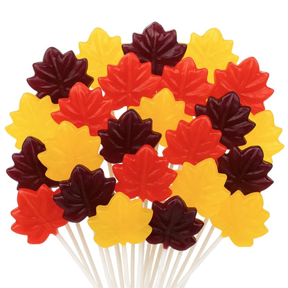 Autumn Leaf Lollipops, Thanksgiving and Fall Themed Candy, 24 Suckers