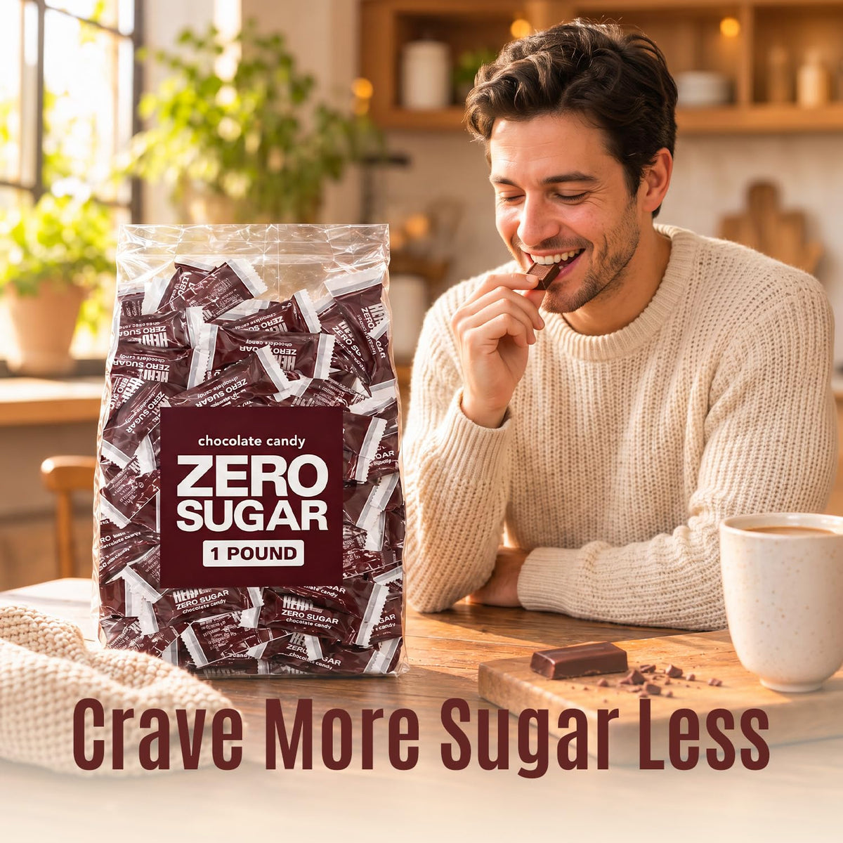 Zero Sugar Milk Chocolate Candy Bars - Approx. 56 Individually Wrapped Sugar Free Mini Chocolate Bars