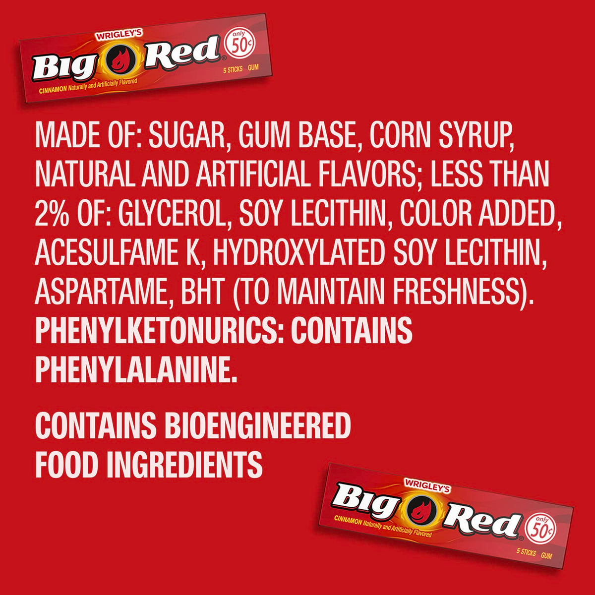 WRIGLEY'S BIG RED Cinnamon Chewing Gum Bulk Pack, 5 Sticks, 40 Count