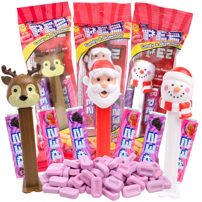 PEZ Christmas Candy Assorted Character Dispensers with Refills, Pack of 3
