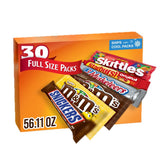 M&M'S, SNICKERS, 3 MUSKETEERS, SKITTLES & STARBURST Variety Pack Full Size Bulk Candy Assortment, 30 Bars