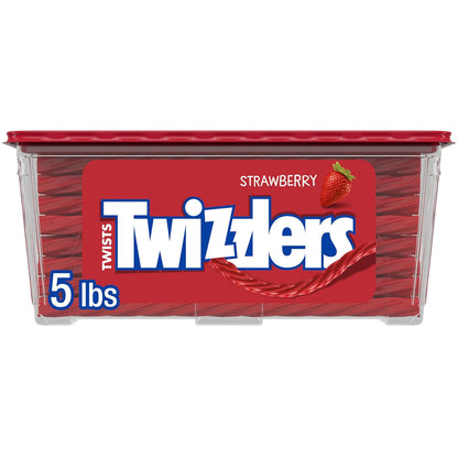 TWIZZLERS Twists Strawberry Flavored Licorice Style, Chewy Holiday Candy Tub, 5 Lb