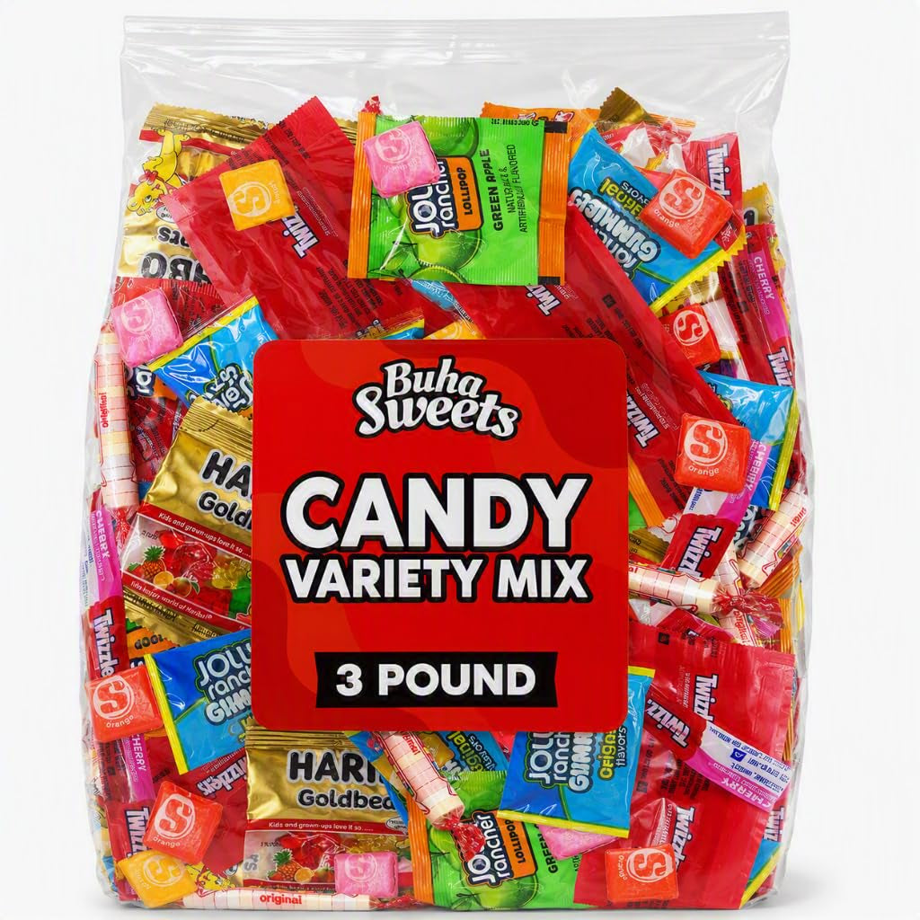 Bulk Candy Variety Pack - 3 Lb Large Assorted Individually Wrapped Party Candies Mix