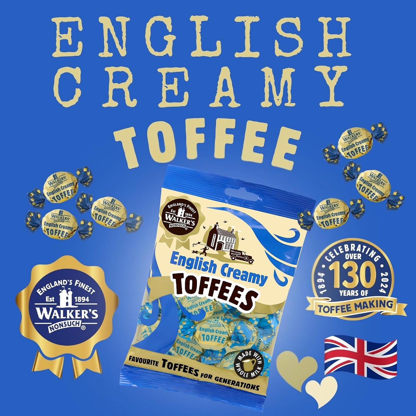Walkers' Nonsuch English Creamy Toffees with Whole Milk & Butter 5.29 Oz (150G)