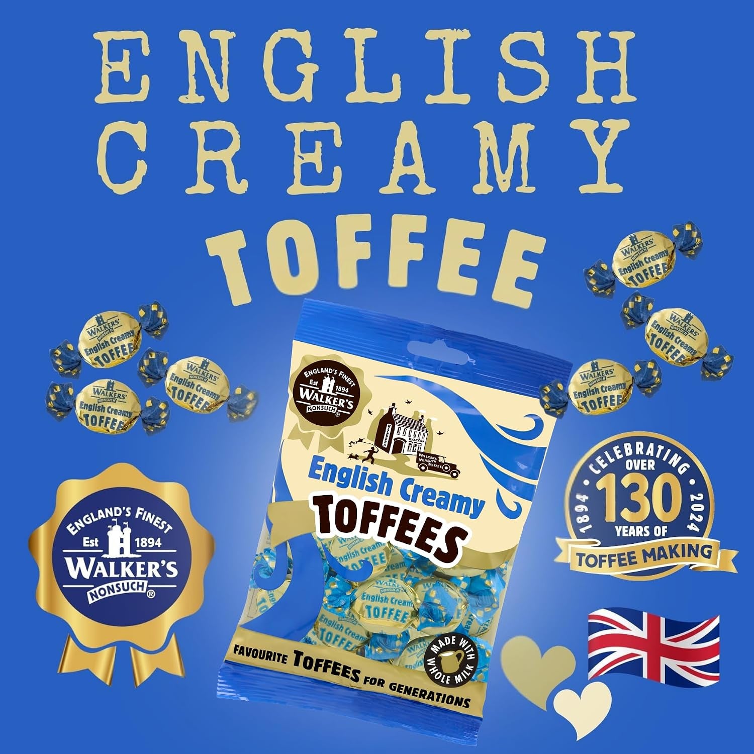 Walkers' Nonsuch English Creamy Toffees with Whole Milk & Butter 5.29 Oz (150G)