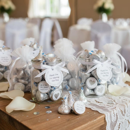 Bulk Kisses Milk Chocolate Candy - 200 Silver Kisses Chocolate Individually Wrapped - 2 Pounds
