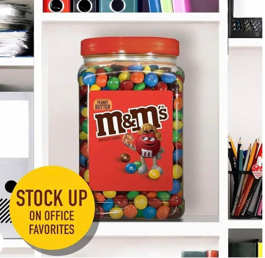 M&MS Bulk (M&MS) Peanut Butter Milk Chocolate (2 Packs) Candy Jar (110 Oz) 