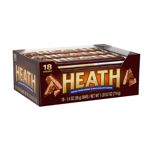 HEATH Chocolatey English Toffee Candy Bars, 1.4 Oz (18 Count)