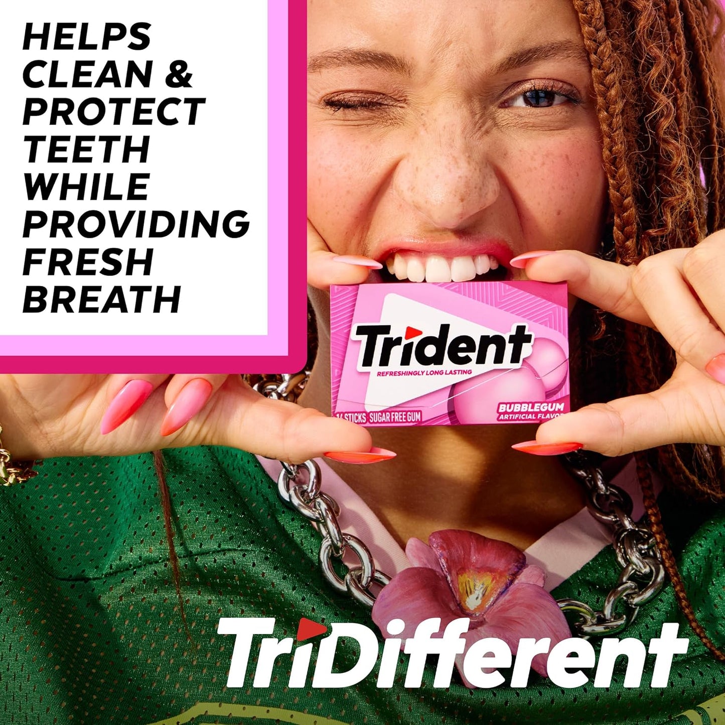 Trident Bubblegum Sugar Free Gum, Travel Accessories, 12 Packs of 14 Pieces (168 Total Pieces)