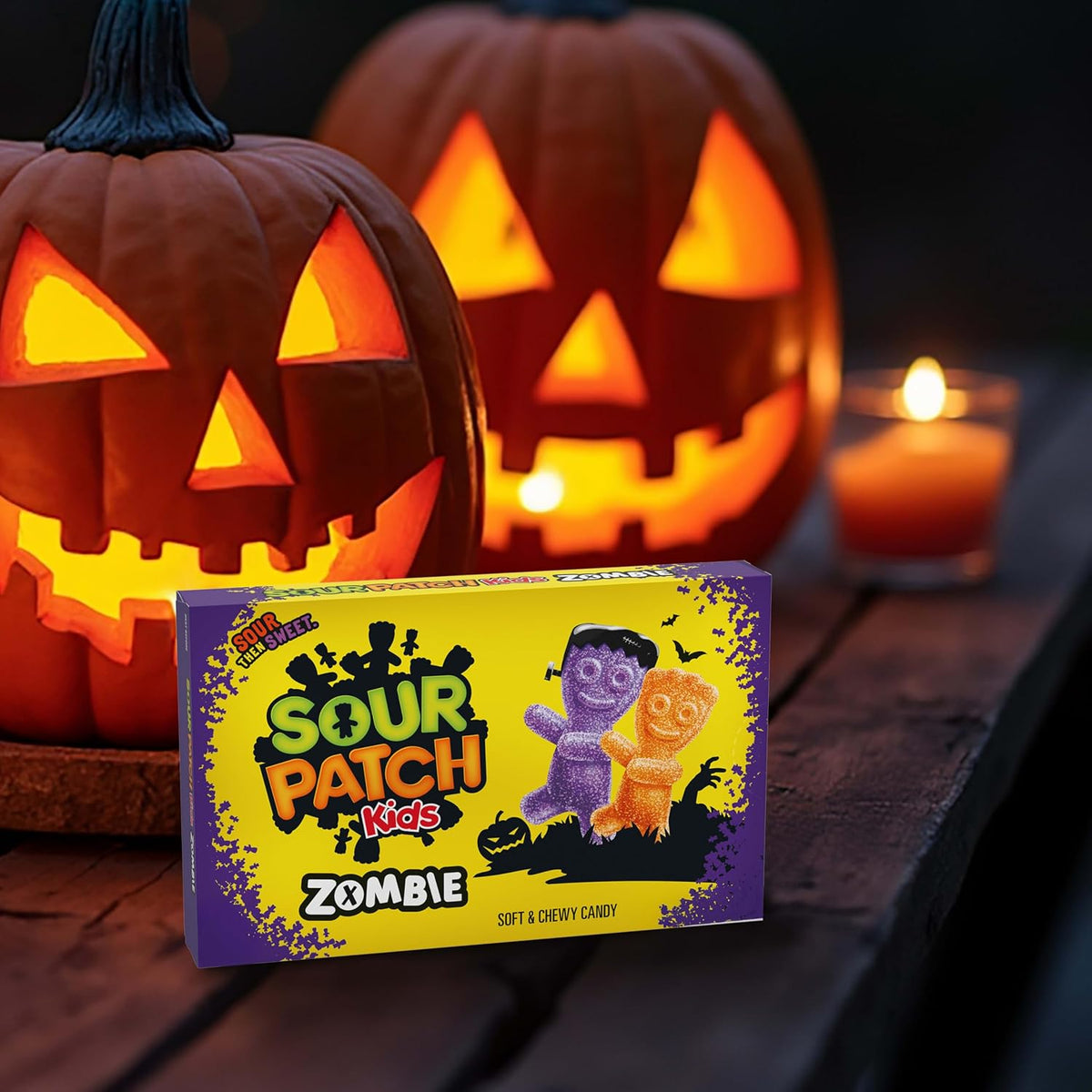 SOUR PATCH KIDS Zombie Soft & Chewy Gummy Halloween Candy, 12 Boxes