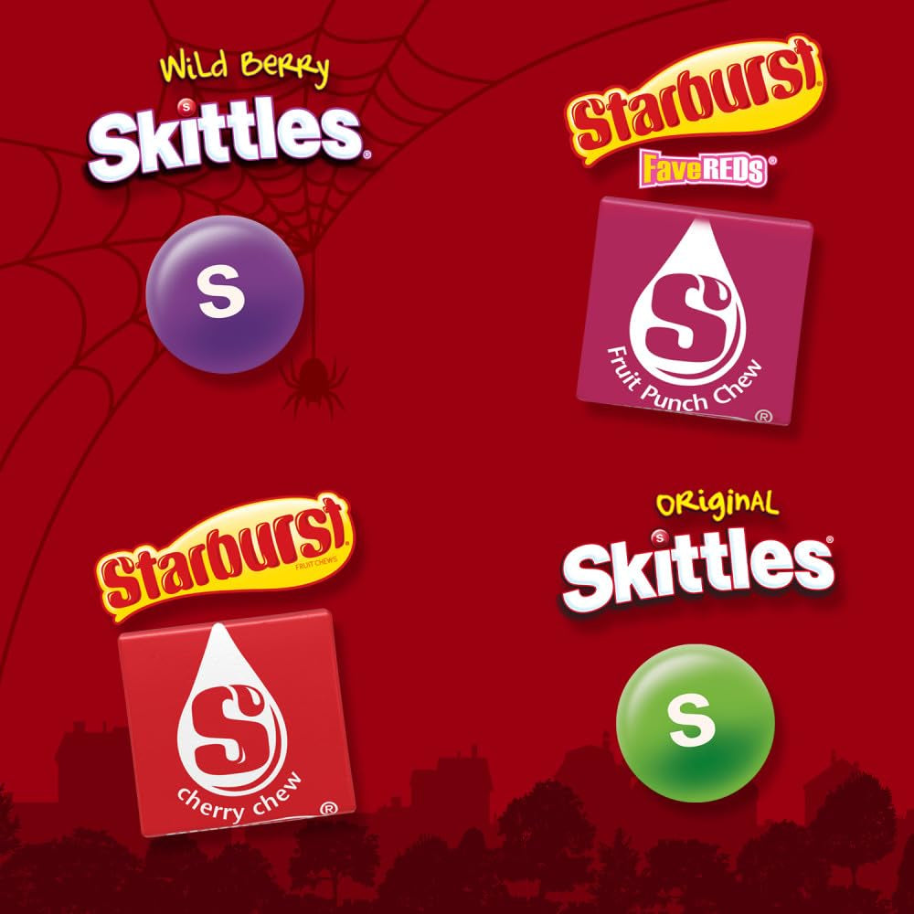 Skittles, Starburst Fun Size Chewy Candy Assorted Variety, Individually Wrapped, 32.28 Ounces
