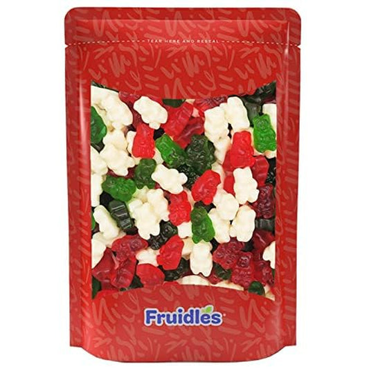 Fruidles Christmas Gummi Bears Candy, Red, White, and Green Delicious Gummies, Fun and Festive Holiday Snacking (1 Pound)