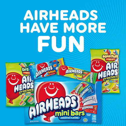Airheads Full-Size Candy Bars, Taffy Candy Pack, Individually Wrapped Bulk Candy, Watermelon Flavor, 36 Count Box
