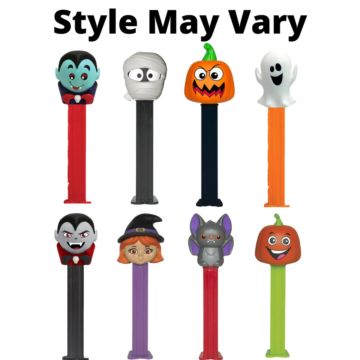 Halloween PEZ Dispenser Gift Set, Spooky Character Assortment with Grape and Orange Flavored Refill Rolls (Pack of 3)