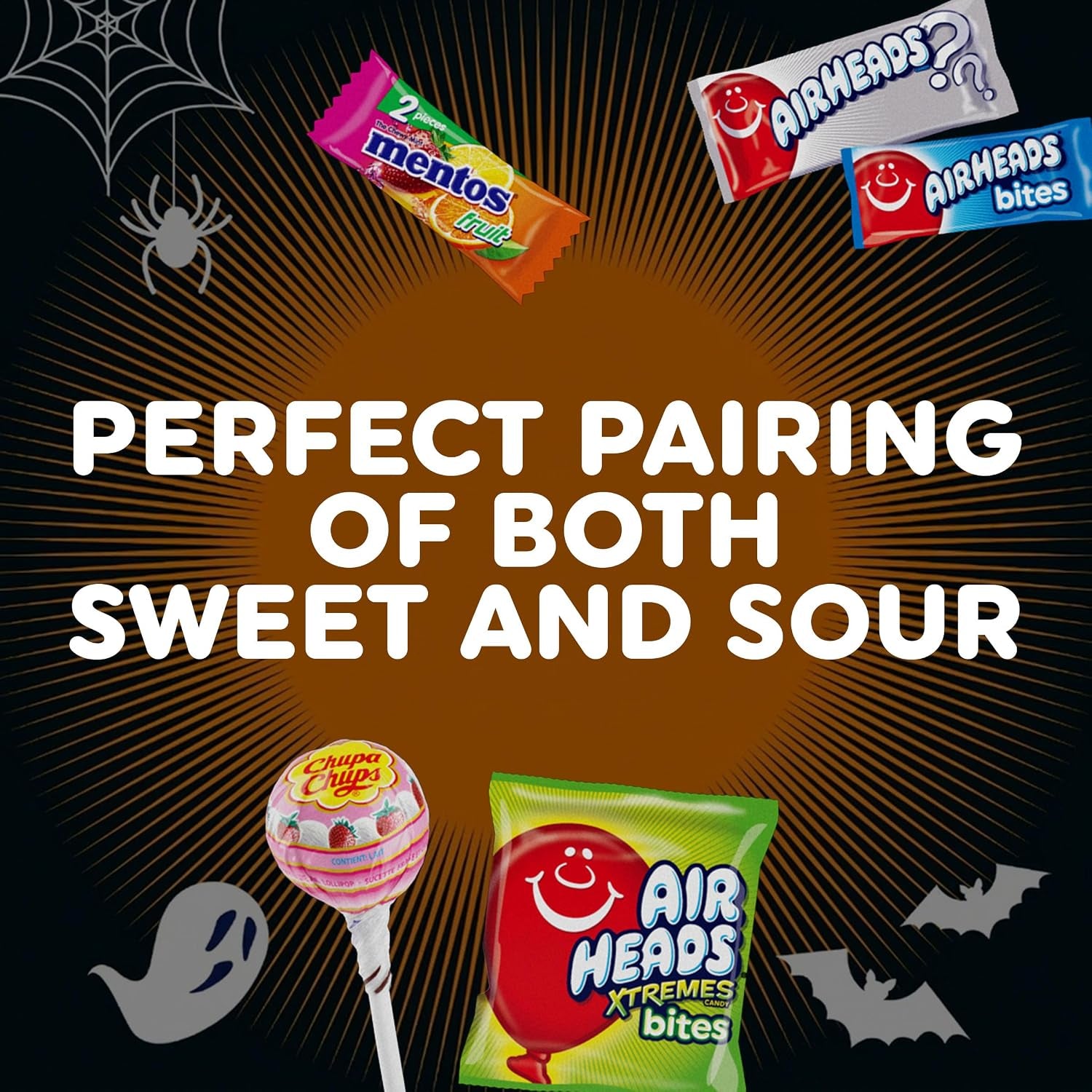 Airheads, Mentos, Chupa Chups Halloween Spooky Candy Mix, 65 Count Bag