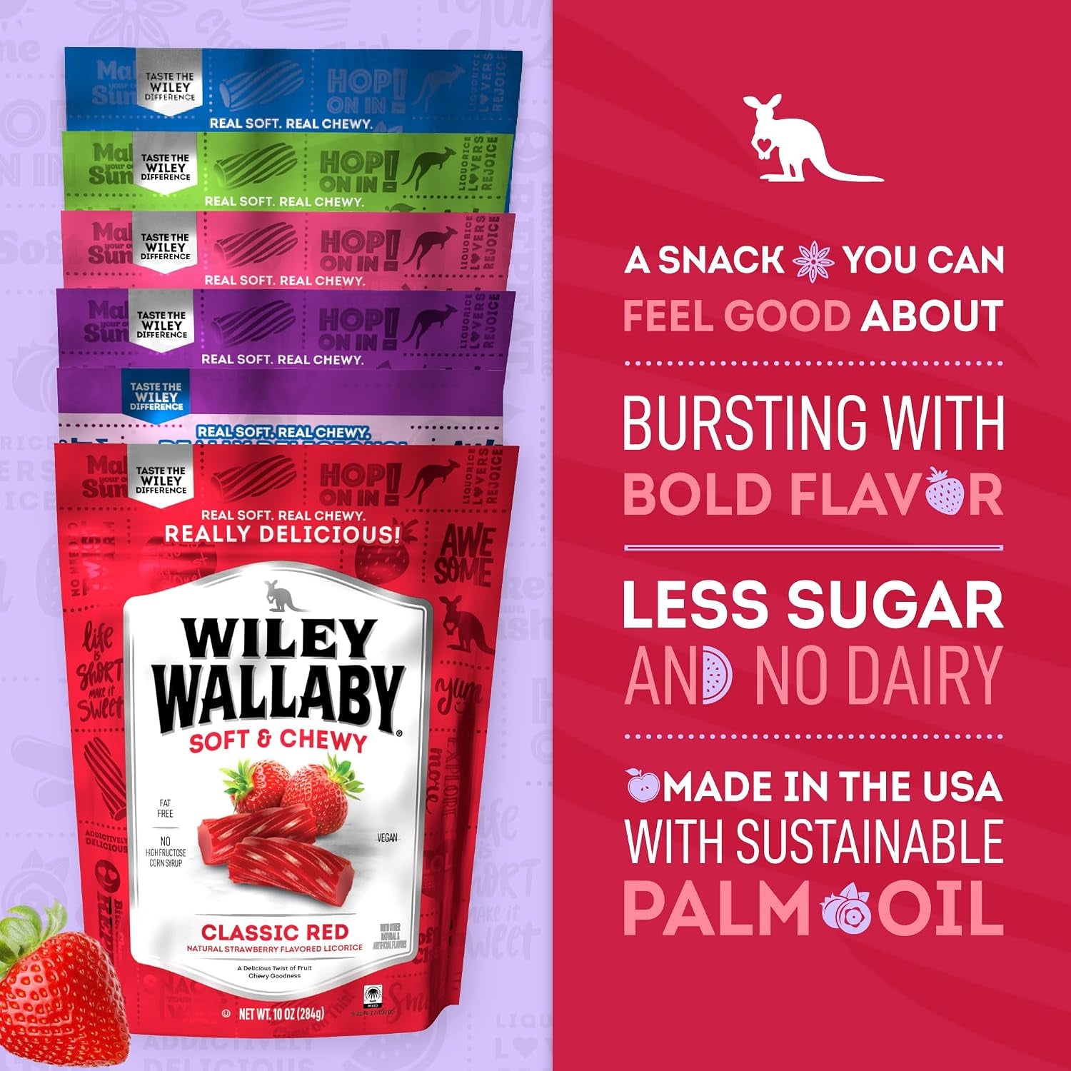 Wiley Wallaby Fruit Flavors Licorice Candy Variety, 10Oz, 6Pk