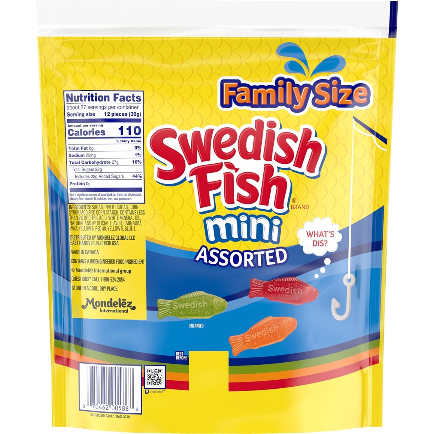 SWEDISH FISH Mini Assorted Soft & Chewy Gummy Candy, Family Size, Bulk Candy, 1.8 Lb