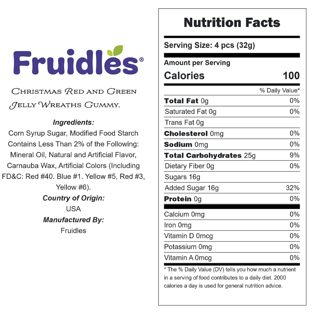 Fruidles Christmas Red and Green Jelly Wreaths Gummy, Gluten-Free, Fun & Festive Holiday Gummies Snacking (2 Pounds)