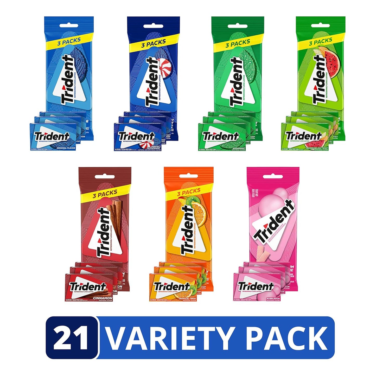 Trident Sugar-Free Gum Variety Pack – 21 Packs, 294 Pieces