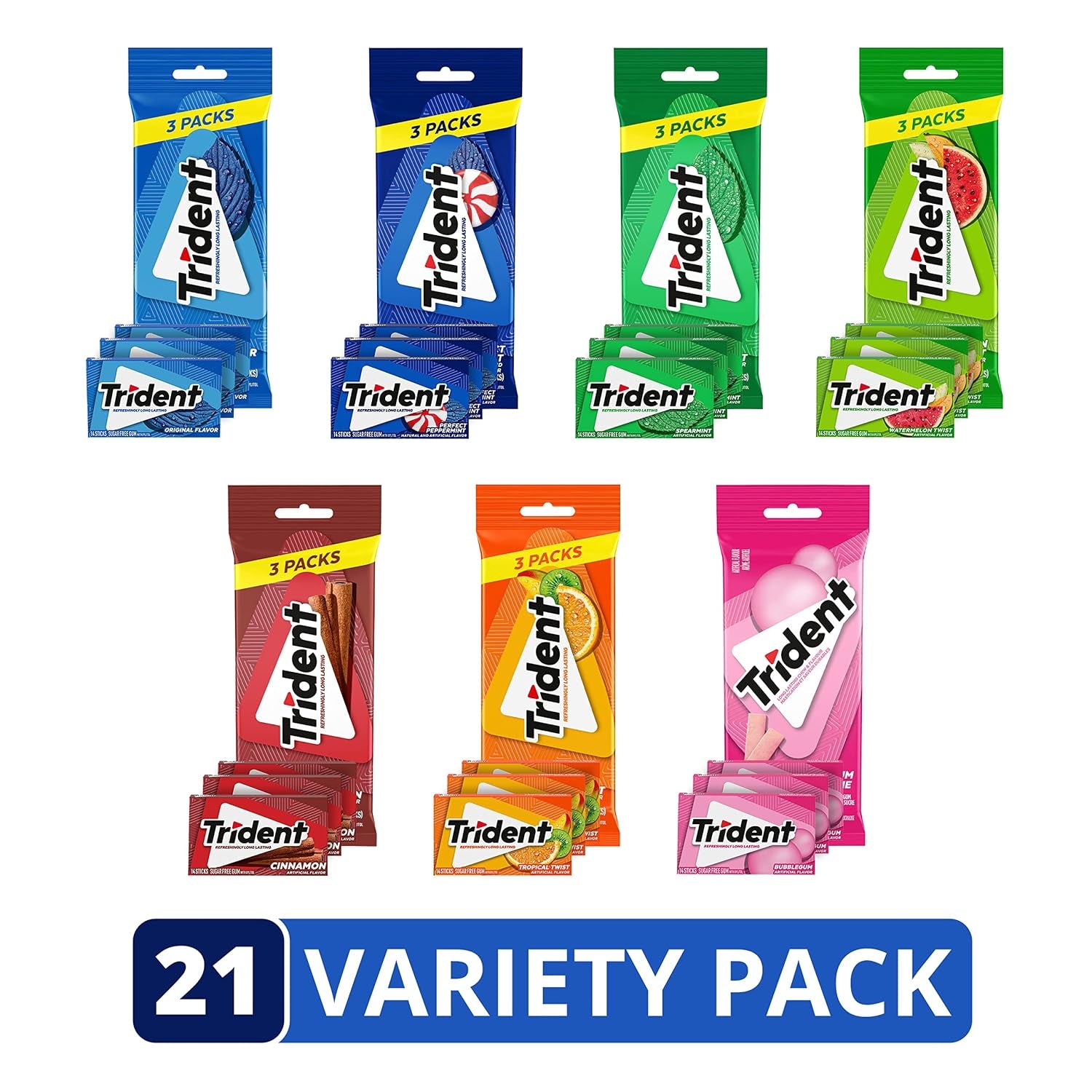 Trident Sugar-Free Gum Variety Pack – 21 Packs, 294 Pieces