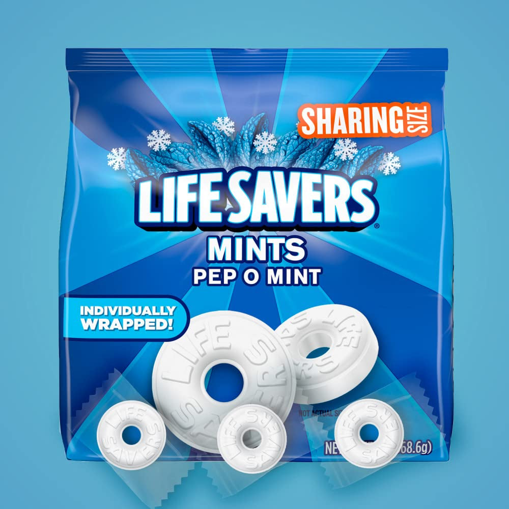 LIFE SAVERS Pep O Mint Breath Mints Hard Candy, Sharing Size, 13 Oz Bag