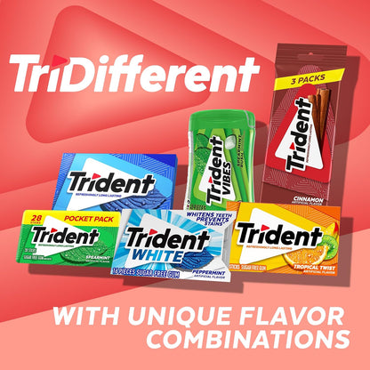 Trident Cinnamon Sugar Free Gum, 12 Packs of 14 Pieces (168 Total Pieces)