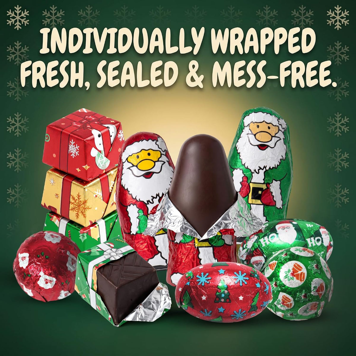 Christmas Chocolate Mix 2 Lb Bulk Candy, Individually Wrapped Assorted