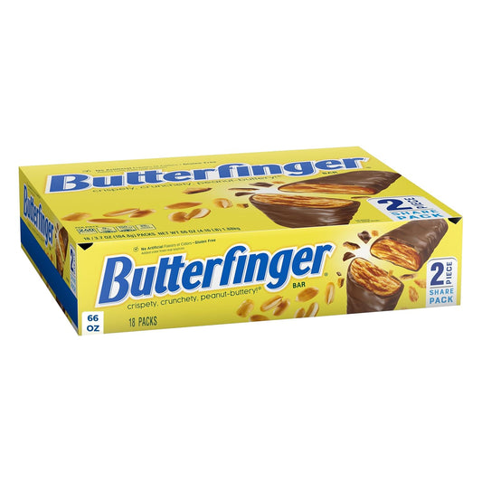 Butterfinger Full Size Candy Bar, 18 Count, Crispety Crunchety Peanut-Buttery