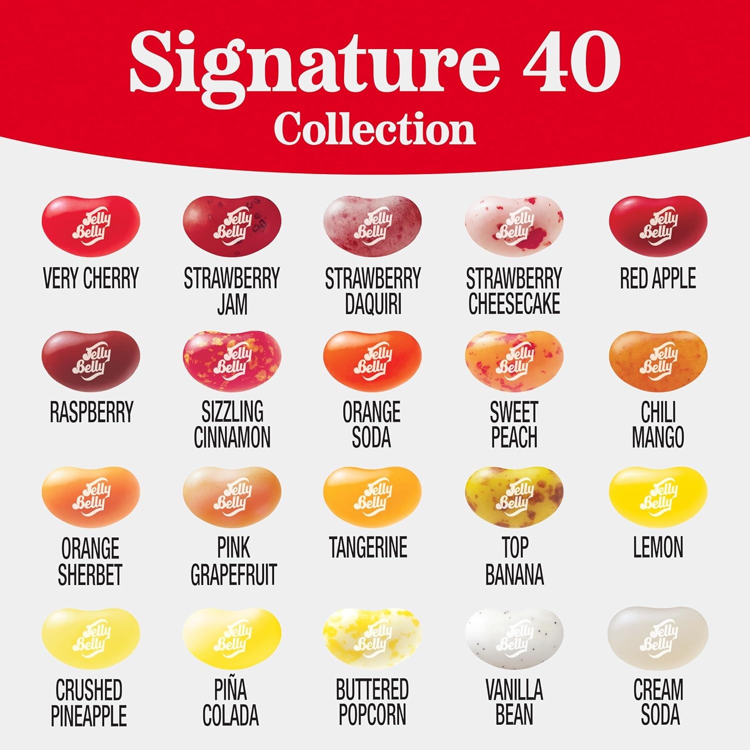 Jelly Belly Signature 40 Jelly Bean Collection - 1 Pound (16 Ounces) Resealable Bag - Genuine, Official, Straight from the Source