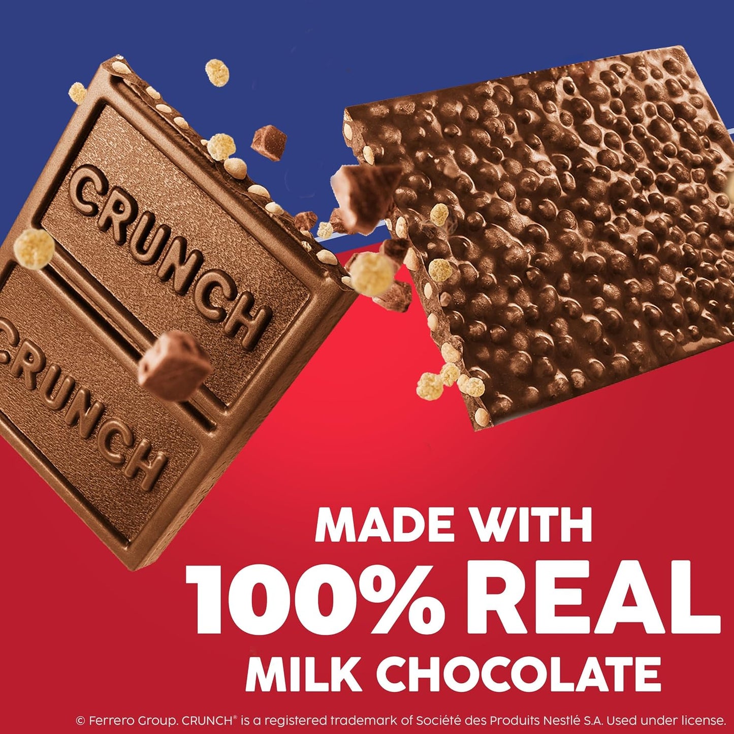 CRUNCH Full-Size Candy Bar, Creamy Milk Chocolate with Crunchy Crisped Rice, 36 Individually Wrapped Bars
