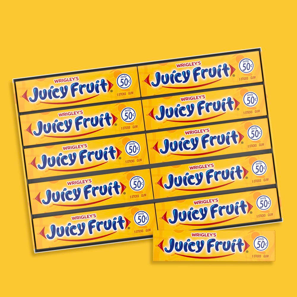 JUICY FRUIT Gum WRIGLEY'S Chewing Gum Bulk Pack, 5 Stick (Pack of 40)